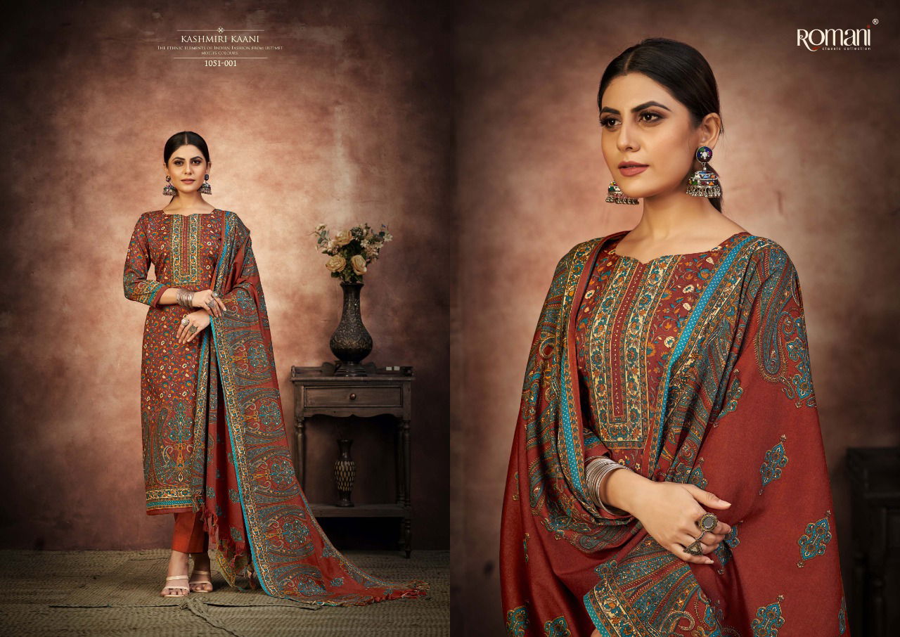 Romani Kashmiri Kaani 2 Premium Pashmina Wholesale Wollen Drees Material Collection